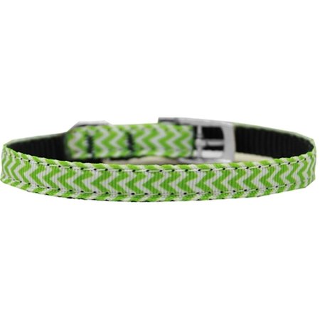 PET PAL 126-260 38LG10 Chevrons Nylon Dog Collar with Classic Buckle 0.37 in.Lime Green Size 10 PE814323